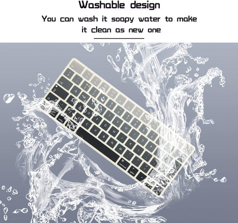 HRH Silicone Keyboard Cover Skin Protector for Magic Wireless Keyboard MLA22LL/A (A1644, 2015 Released), Ombre Grey,