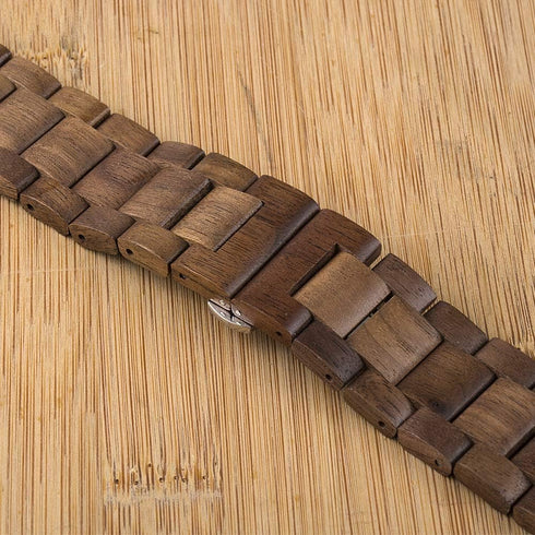 Wooden Watch Band for Apple Watch, Natural Hardwood Strap for iWatch Series 1-8, Walnut (42/44/45mm)