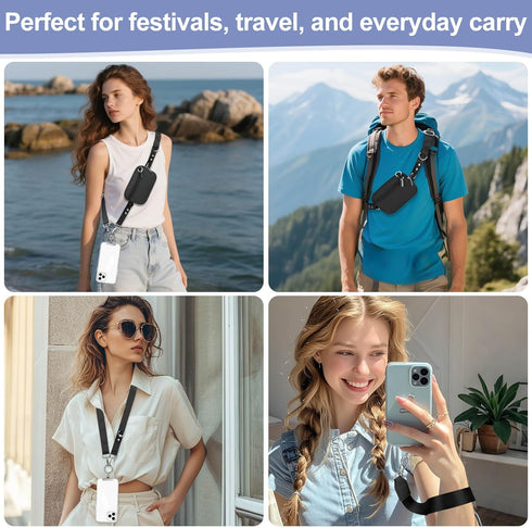 Uiwkow 3-in-1 Clip and Go Strap for Phone with Wallet Crossbody, Detachable Zippered RFID Wristlet WalletAdjustable