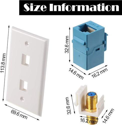 4 Pack Ethernet Coax Wall Plates, Cat6 Coax Wall Plate with Ethernet Port and Gold-Plated F-Type Port