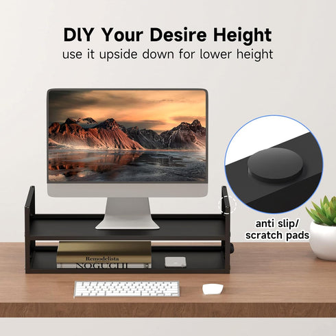 16.5 9.3 5.6 Pholiten Monitor Stand Riser, Desktop Stand, Computer Stand, Ergonomic Design, Two-Level Design, Desktop