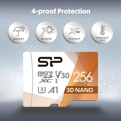 Silicon Power 256GB Micro SD Card U3 SDXC with Adapter for Nintendo Switch, Cams, Drones - Up to 100MB/s High Speed