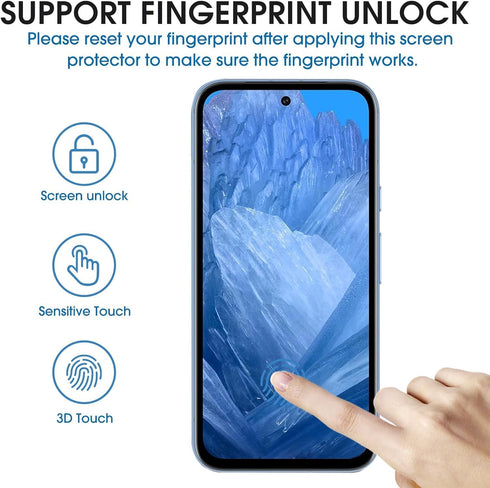amFilm 3+1 Pack Tempered Glass Screen Protector for Google Pixel 8A, Bubble Free, Anti-Scratch, Case Friendly, Easy