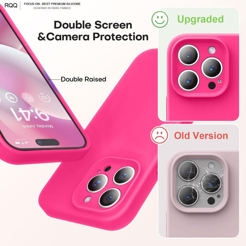 Designed for iPhone 14 Pro Max Case, Premium Silicone Shockproof Phone Case with Camera Protection, Hot Pink, 6.7"
