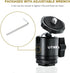 UTEBIT 2 Pack Mini Ball Head with 1/4" Hot Shoe Mount Adapter, 360° Swivel for DSLR Camera