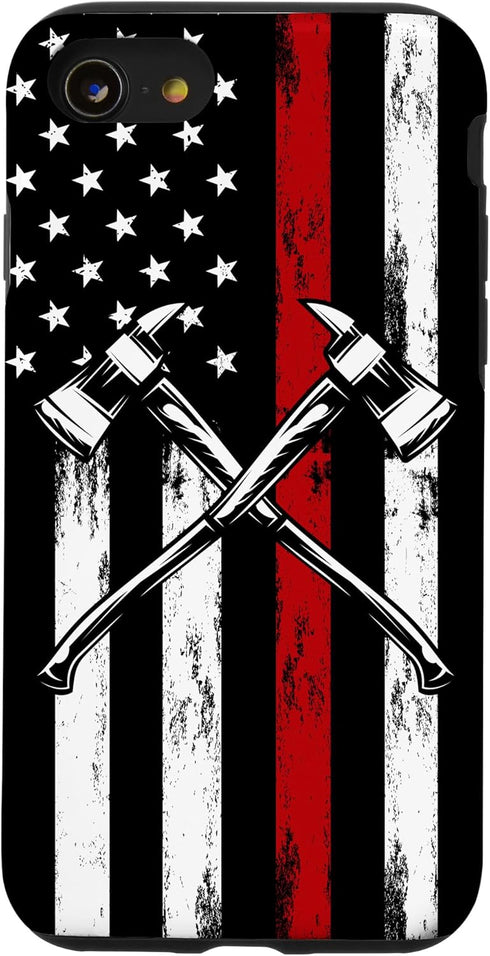 US Flag Firefighter Case for iPhone SE (2020), 7, 8 - Perfect American Fireman Gift!