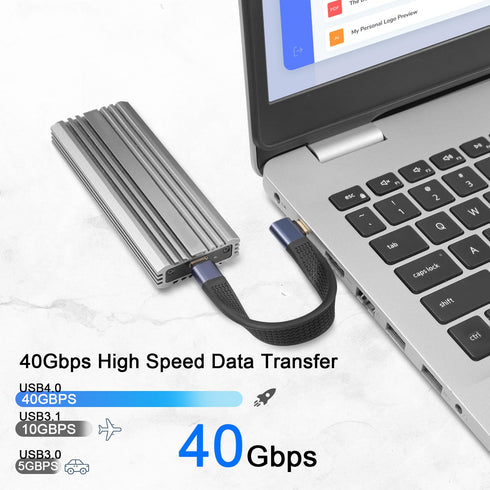 QIANRENON 240W USB4.0 C 90°Angle PD Fast Charging Short Cable, Type C 4.0 Male to Right Angle C Male Flat Flexible Data