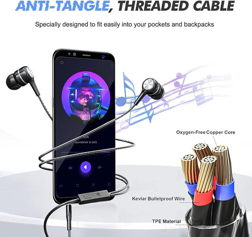 Wired Earbuds with Microphone 5 Pack, in-Ear Headphones with Heavy Bass, High Sound Quality Earphones for iPad, Laptop,