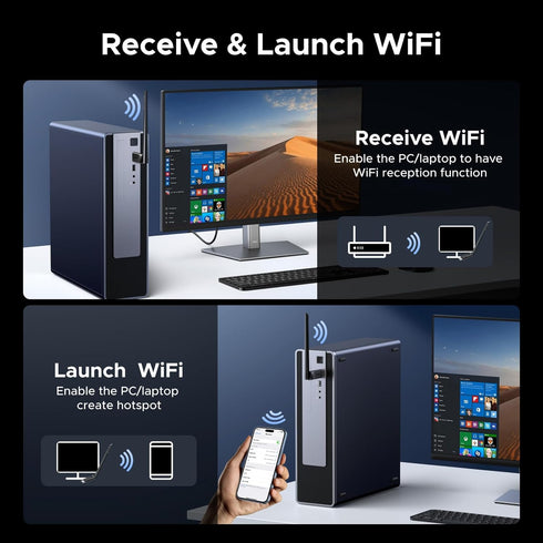 UGREEN 2-in-1 AX900 5.4 6 5GHz/2.4GHz 6dBi 10/11 USB Bluetooth WiFi Adapter, + Bluetooth WiFi Adapter for Desktop PC