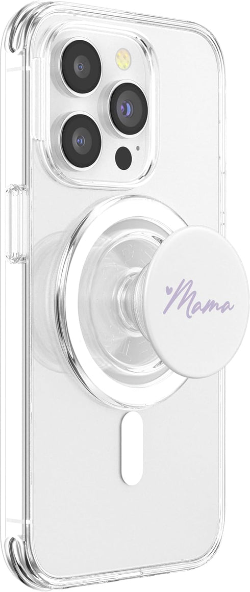 Mama Gifts & Designs for Girls Light Pastel Purple White Heart Mama PopSockets PopGrip for MagSafe