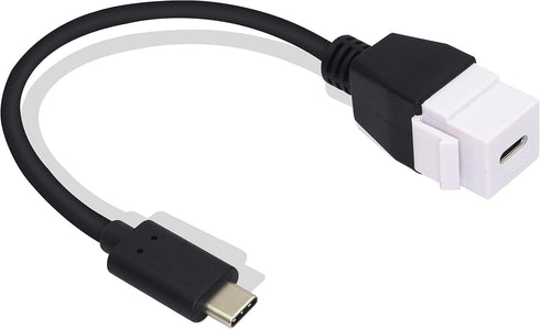 GELRHONR USB C Keystone Jack Cable, USB 3.1 Type C Male to Female Panel Mount Adapter, 0.2M, White, Compatible Devices