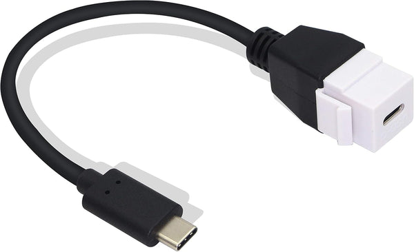 GELRHONR USB C Keystone Jack Cable, USB 3.1 Type C Male to Female Panel Mount Adapter, 0.2M, White, Compatible Devices