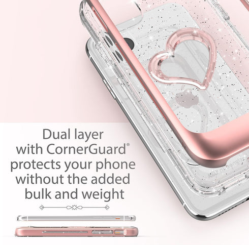 VENA vLove Glitter Clear Case - Rose Gold Compatible with Apple iPhone 11 Pro Max (6.5"-inch 2019)