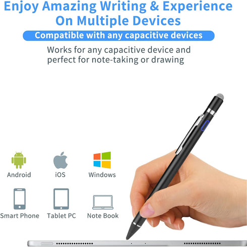 Active Stylus Digital Pen with Ultra Fine Tip, Compatible with iPad, iPhone, Samsung Tablets, Stylus Pen for iPad Pro,