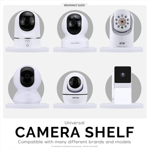 Screwless Wall Mount Small Shelf for Baby Monitors and Security Cameras, Easy Install, No Mess Shelves