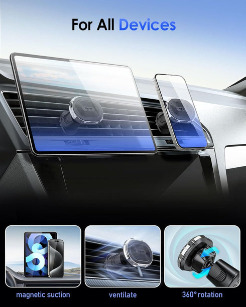 volport Magnetic Phone Mount for Car Vent, Strong Magnet Clip Hook for iPhone 15/14/13/12 Pro Max Plus Samsung