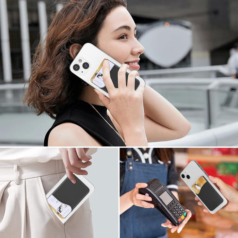 SHANSHUI 4 PCS Phone Card Holder, Premium Silicone Stick on ID Card, Drivers License, Credit Card Holder for Back of