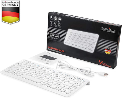 Perixx PERIBOARD-407W ES Mini Teclado USB, Chiclet Keys, QWERTY Español (White)