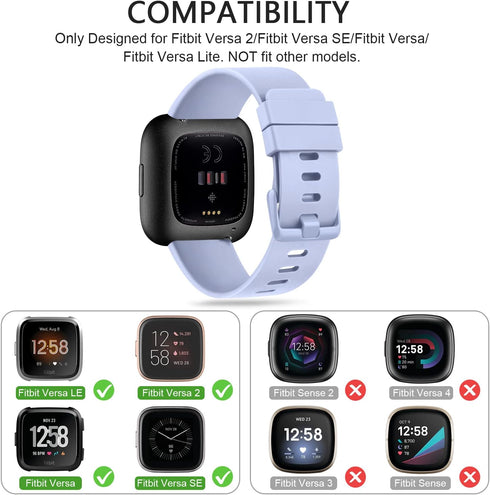 Sport Bands Compatible with Fitbit Versa 2 / Fitbit Versa/Versa Lite/Versa SE, Classic Soft Silicone Replacement Wristbands Straps for Fitbit Versa 2 Smart Watch Women Men (Large,Baby Blue)