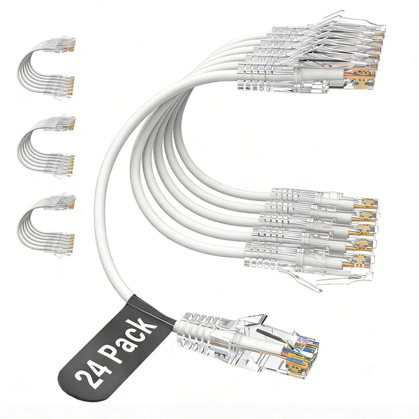 Jadaol Cat6A Patch Cables 1.5ft 24-Pack, 10Gbps Support Cat8 Cat7 Network, Snagless