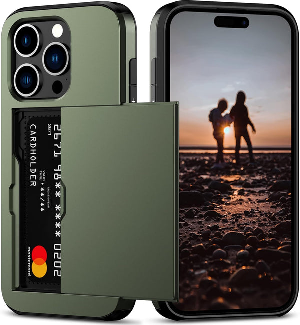 Nvollnoe iPhone 15 Pro Case with Card Holder, Heavy Duty Protective Dual Layer Shockproof Wallet Cover