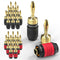 FosPower 12 Pairs Deadbolt Banana Plugs / 24 pcs, 24k Gold Plated Screwless Type Speaker Plug Connectors for Audio
