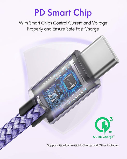 20ft USB C to USB C Cable, 60W Fast Charging for MacBook Air/Pro, iPad, PS5, Switch, iPhone 15, Samsung, Pixel & More.