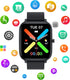 Smart Watch for Men Women, 1.69 inch Full Touch Screen, IP68 Waterproof Bluetooth Fitness Tracker (Black)