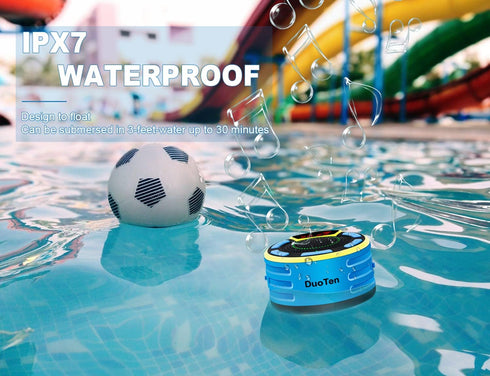 DuoTen IPX7 Waterproof Bluetooth Speakers - Portable Wireless Speakers with LED Display, FM Radio, and Light Show