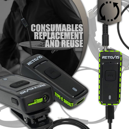 Retevis AI Active Noise Reduction Walkie Talkie Earpiece with Mic, Rechargeable C-Type, 2 PTT, Compatible with BAOFENG,