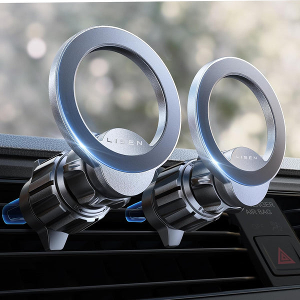 LISEN 2 Pack MagSafe Car Mount, Magnetic Phone Holder for Air Vent, Hands Free Clip for iPhone 15 14 13 Pro