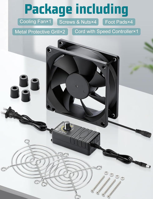 80mm 12v 110v 220v dc Small Computer Fan with AC Plug Variable Speed Dual Ball Bearing for Cooling Laptop Electronics