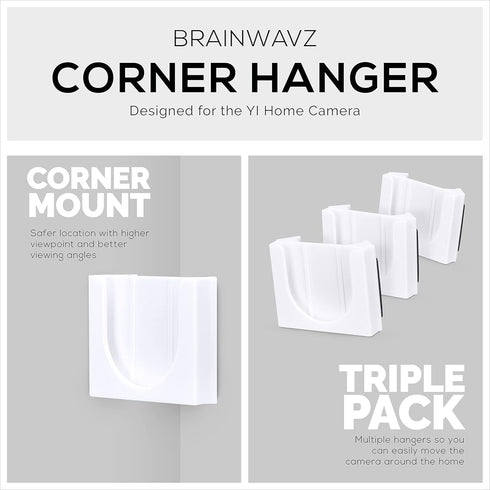 Corner Wall Mount for YI Home (3 Pack) Security Camera, Adhesive Holder, No Hassle Bracket
