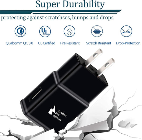 Adaptive Fast Charging Block USB Wall Charger, 2-Pack: Travel Quick Charger Adapter for Samsung Galaxy S22 S21 S20