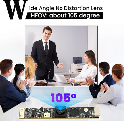 IFWATER 8MP 30fps 105 2448P 3D USB Camera Camera Module with Microphone Degree Wide Angle Lens Lightburn PC Computer