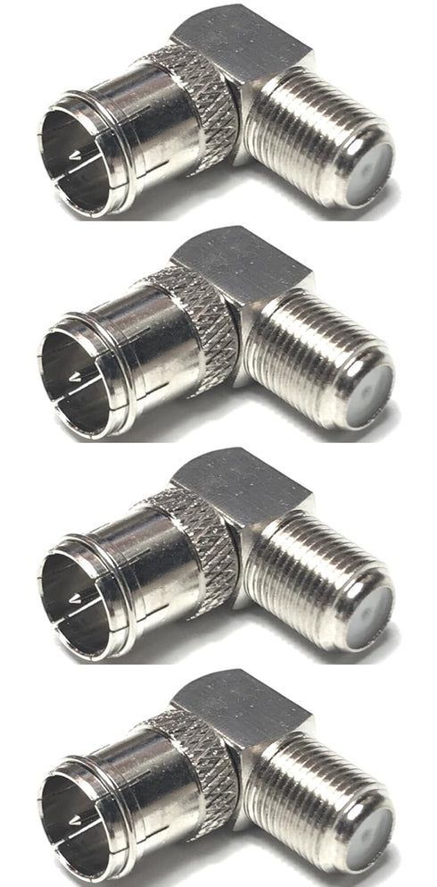 CESS Right Angle Coax F-Jack to F-Quick Push On Plug, Male/Female Adapter, Support Comcast, Verizon FiOS, 4 Pack