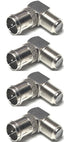 CESS Right Angle Coax F-Jack to F-Quick Push On Plug, Male/Female Adapter, Support Comcast, Verizon FiOS, 4 Pack