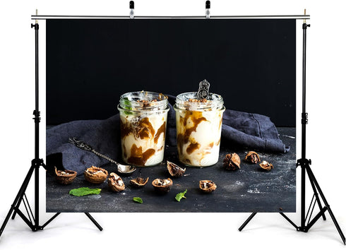 KeyWork 10x7ft Yogurt Parfait Backdrop Walnut and Caramel Dessert Photography Background for Brunch Party Sweet Event