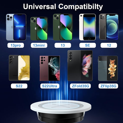 Desk Wireless Charger, JE Make IT Simple 15W Fast Charging Station Desktop Grommet Sleek Invisible Power Pad for iPhone