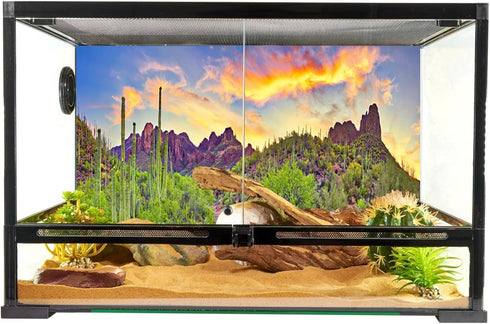 YongFoto Polyester Desert View Cactus Photo Backdrop Green Bush Rocky Purple Rock Wild West Natural Landscape Photography Background 72x18 inches Reptile Habitat Tank Background Poster Decor