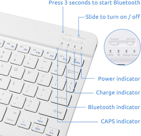 Keyboard for Samsung Tablet, Universal Slim Portable Bluetooth for Galaxy Tab Tablets and More