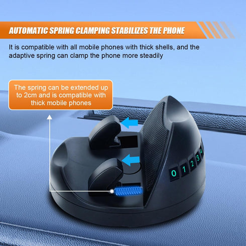 ZIMISI 360 (2PCS) Car Phone Holder Mount, Rotating Adjustable Dashboard Cell Phone Holder with Parking Number Plate