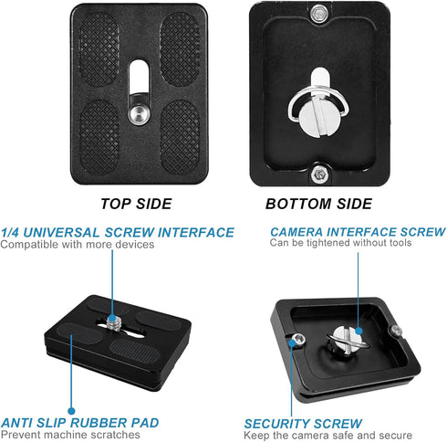4PC Quick Release Plate for Arca Swiss with 1/4''-20 Screw, Tripod Mount Plate for DSLR Tripod Ball Head