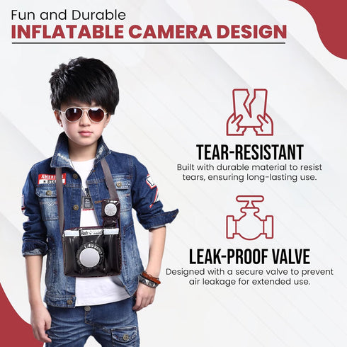 Vaulted Skulls & Co 10H 7.5W 5.5D Inches Inflatable Camara | Large Inflatable Clown Camera | Paparazzi & Photobooth