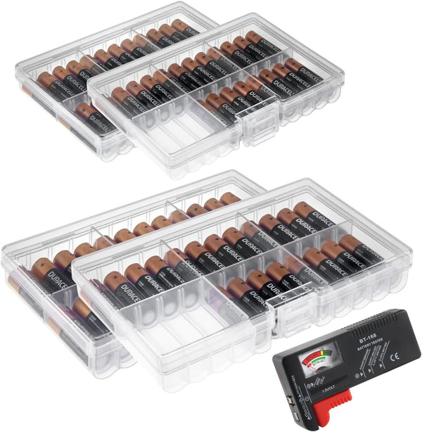 GlossyEnd Set of 4 - Two AA and Two AAA Battery Storage Box,