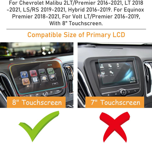 TTCR-II Tempered Glass Screen Protector - Compatible with Chevrolet Malibu Premier 2016-2025, LS/RS 2019-2025