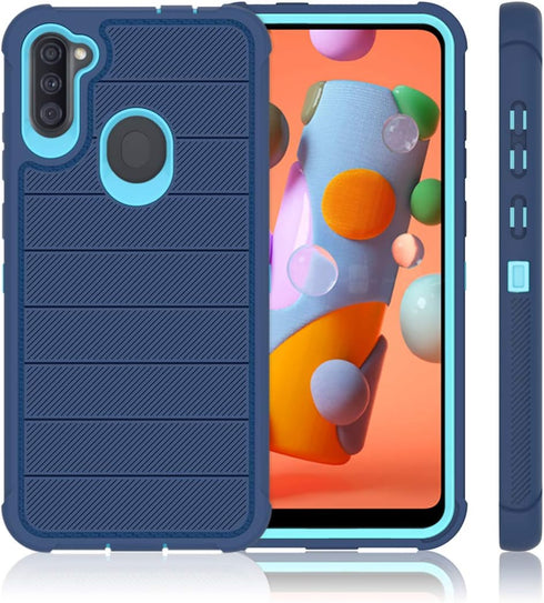 Samsung Galaxy A11 Phone Case, Cobalt Blue/Blue, Heavy Duty 3 Layer Shock Proof Protective Cover with HD Screen