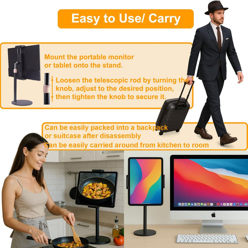 FeeLazy 15.6 inch 18.5 inch FL12C Portable Monitor Stand Tablet Stand for Desk Kindle Holder with Metal Disk