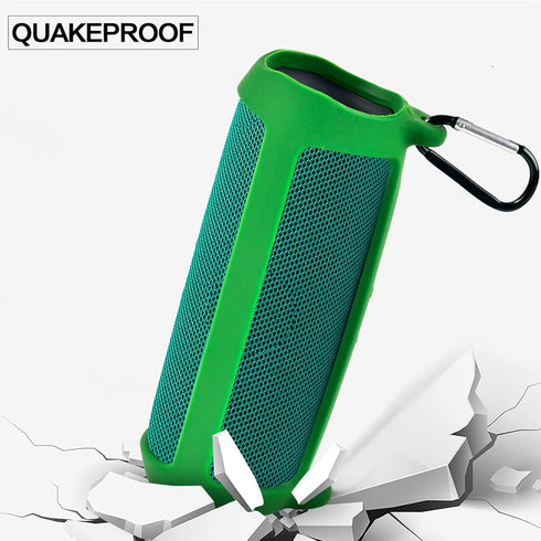Silicone Gel Soft Skin Cover for JBL FLIP 5 Waterproof Portable Bluetooth Speaker, Travel Carry Pouch with Strap (Green)