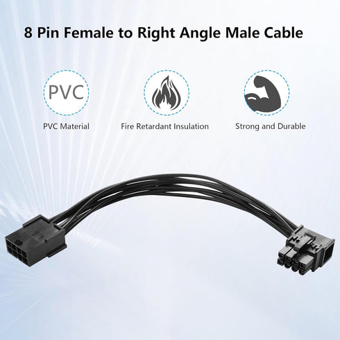 SinLoon 8-Pin Extension Cord PCIE 8 Pin Female to Right Angle Male PCIE Power Adapter Cable for Graphics Card